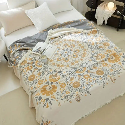 Versailles-Inspired Reversible Floral Cotton Blanket