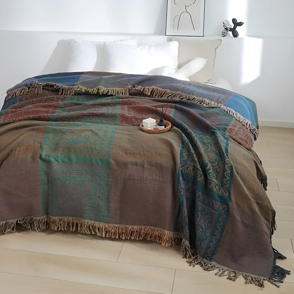 Mandala Tassel Cotton Throw Blanket