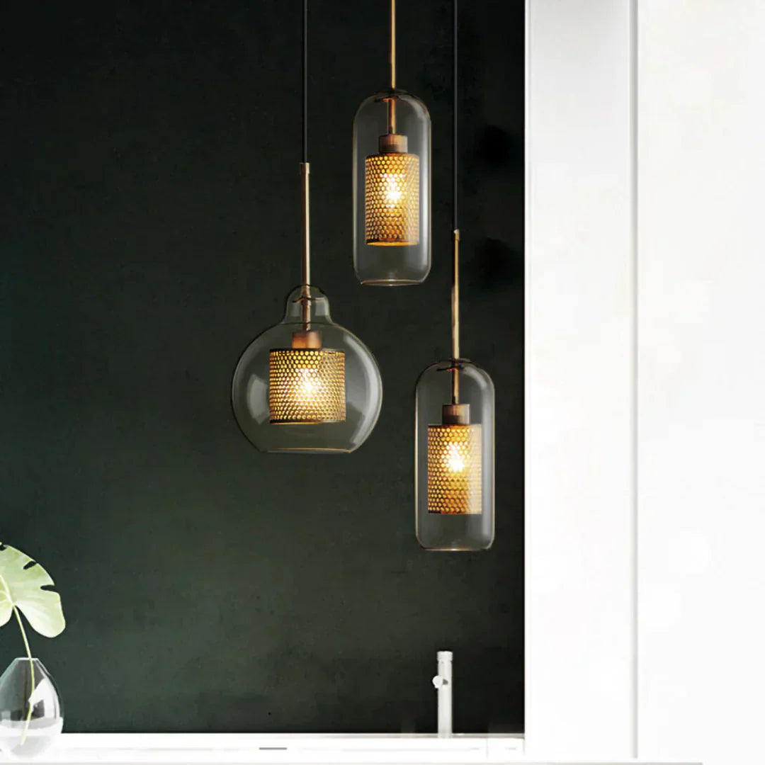 Haloir Design Hanging Lamp Dining Table Made of Glass