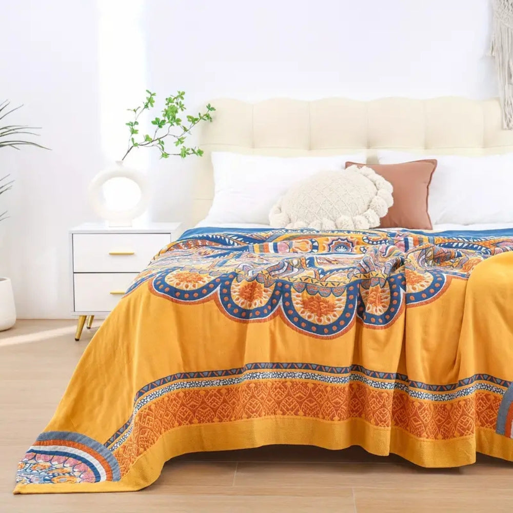 Golden Lotus Comfort Reversible Cotton Blanket