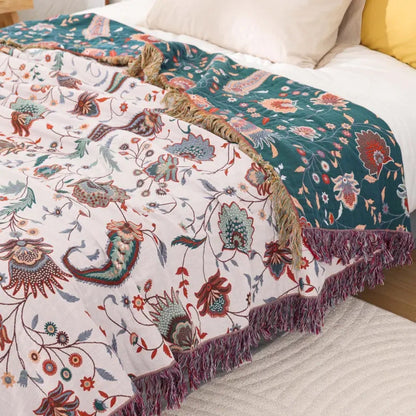 Liora Vintage Reversible Soft Cotton Blanket