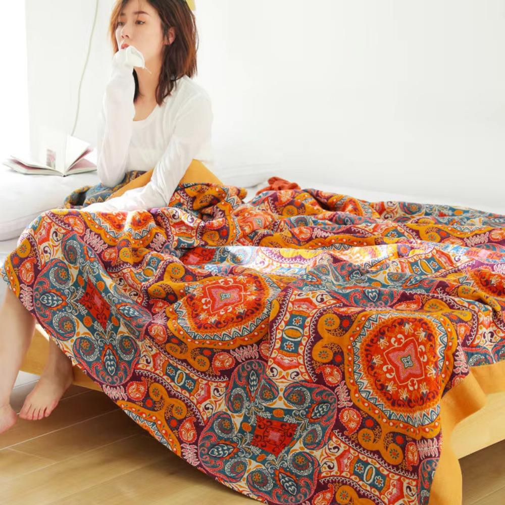 Sunrise Boho Reversible Cotton Blanket