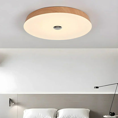 Evon Natural Wood Grain Round LED Ceiling Light