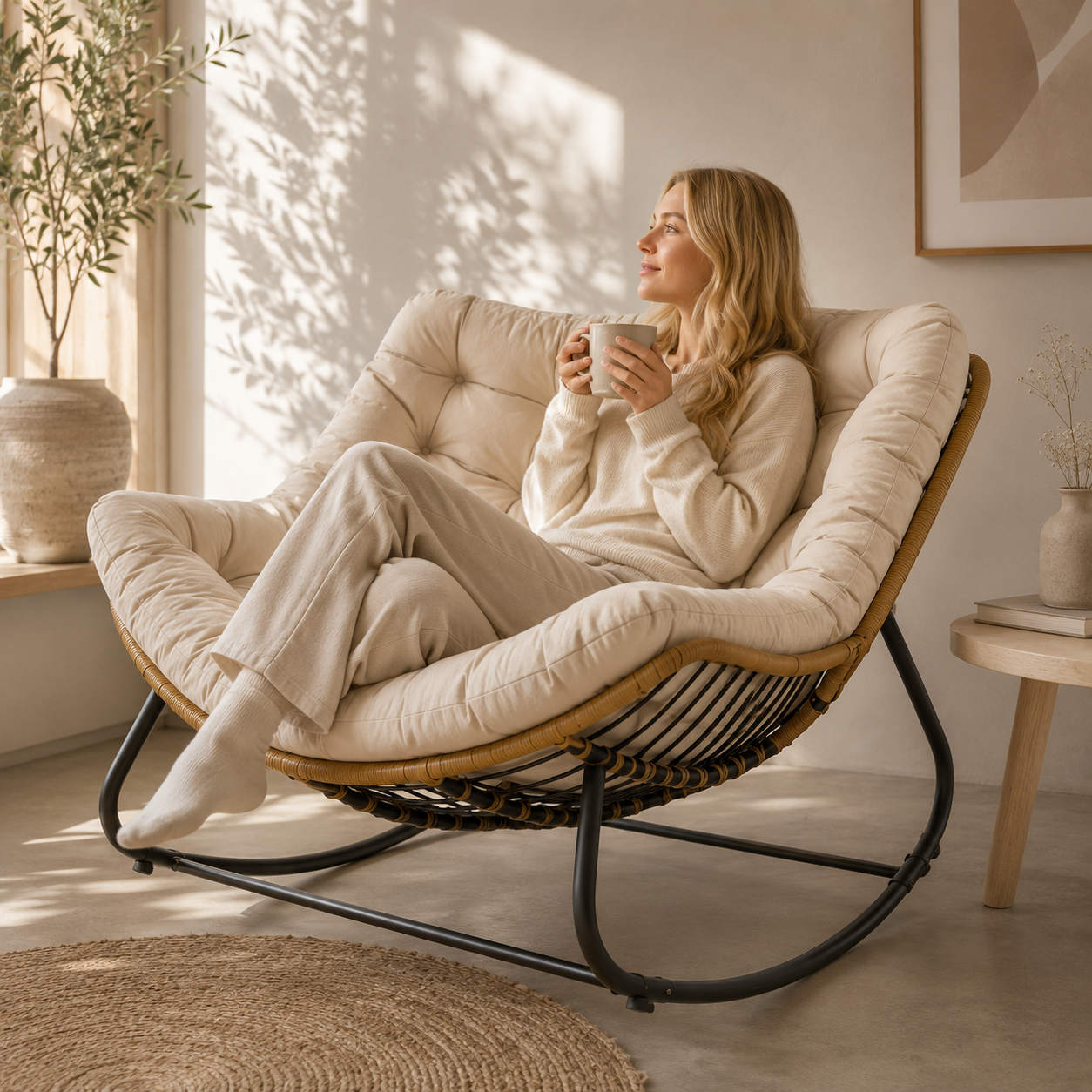 Outdoor Papasan Rocking Chair