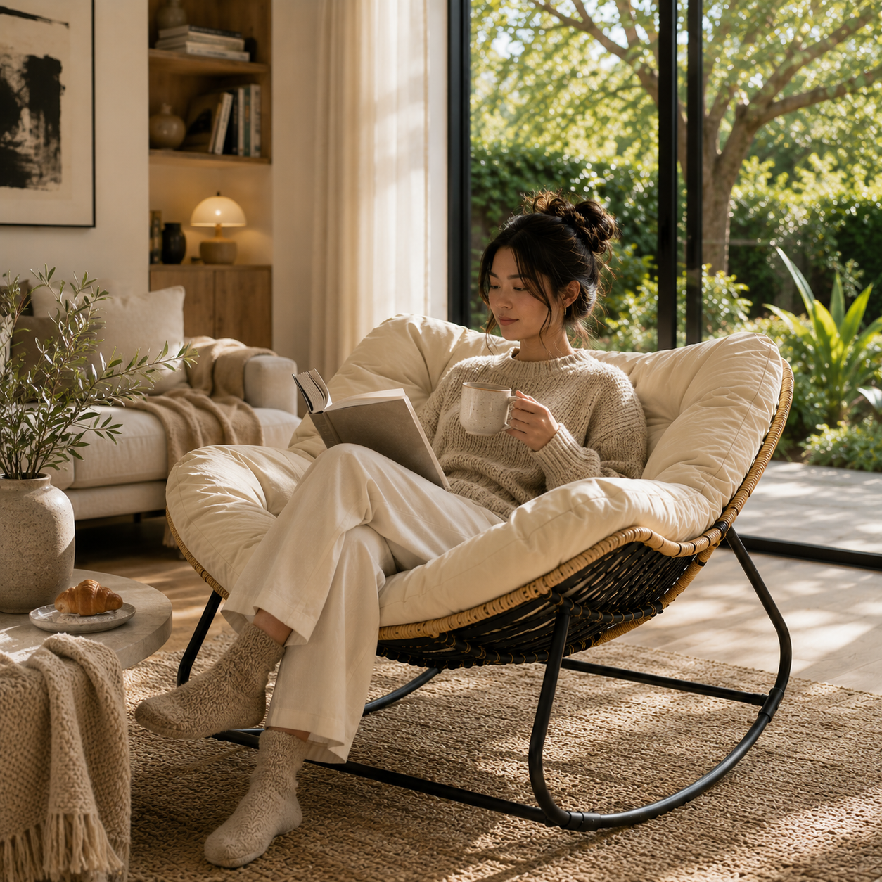 Outdoor Papasan Rocking Chair