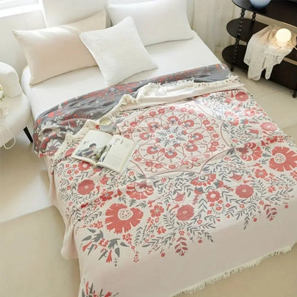 Versailles-Inspired Reversible Floral Cotton Blanket