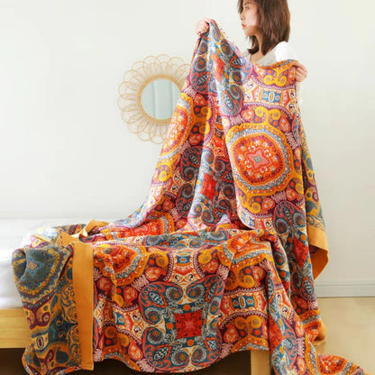 Sunrise Boho Reversible Cotton Blanket