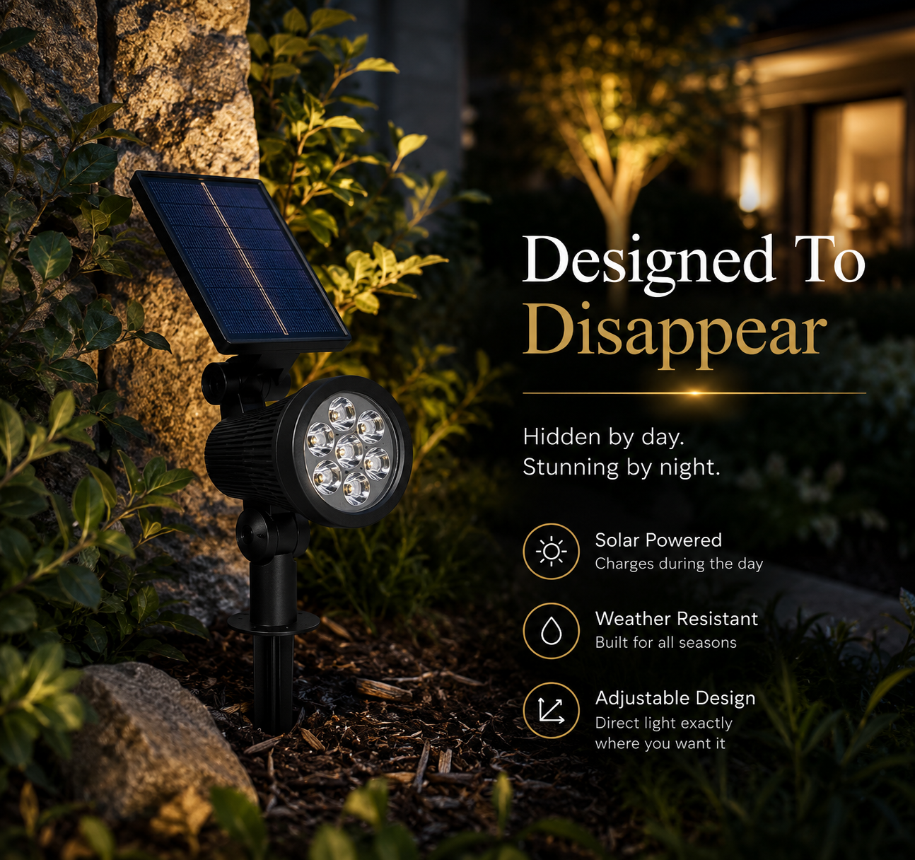 Solar Powered Garden Spotlight (Set of 2)