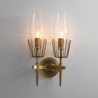 Orelia Vintage LED Wall Lamp in Castle Style of Copper and Glass