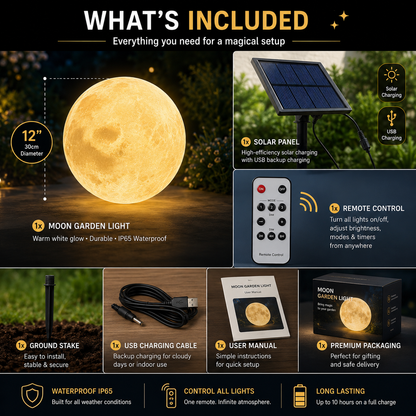 Selene Moon Garden Light (Pack of 2) - Solar Powered