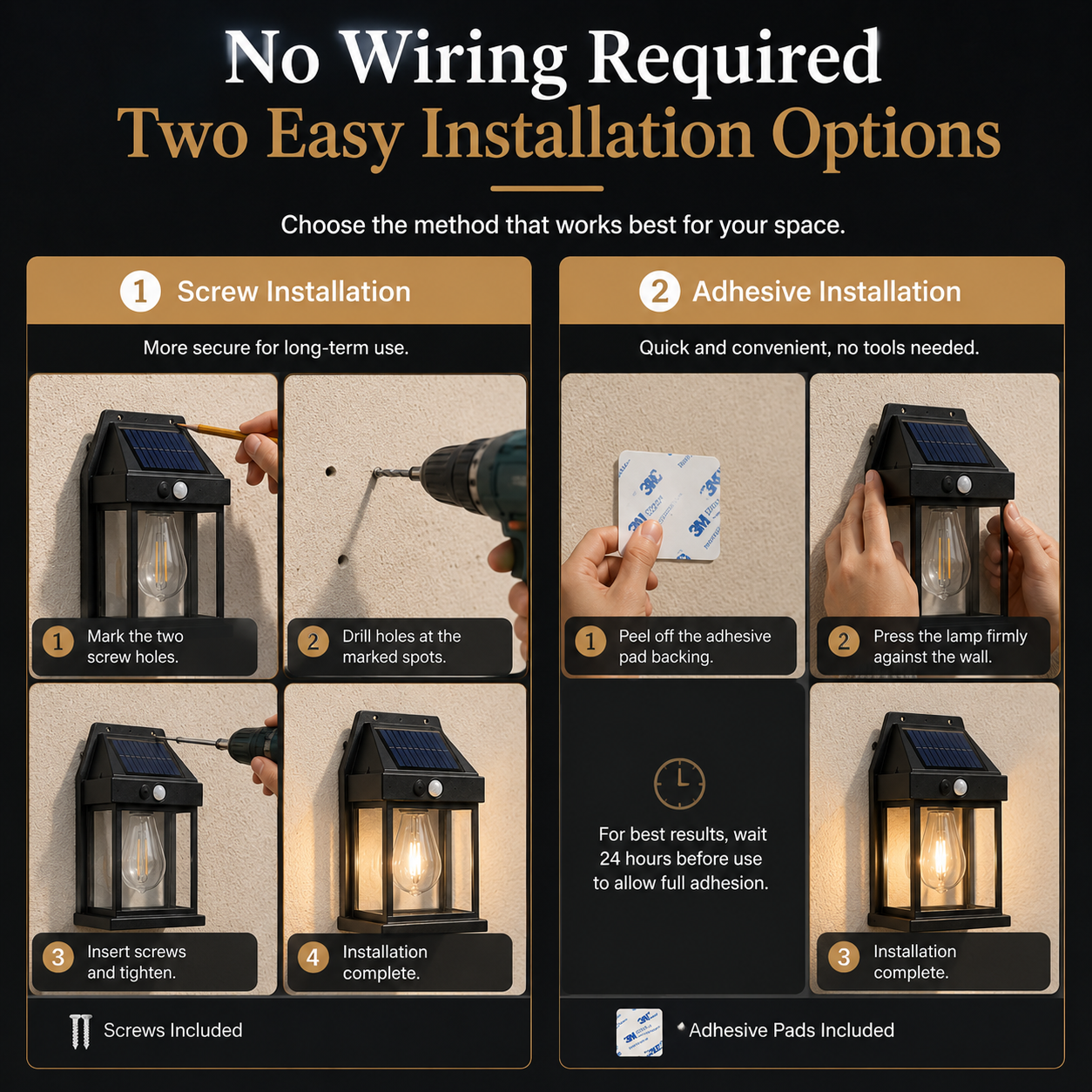 Tungsten Filament Solar Wall Lantern (Pack of 2)