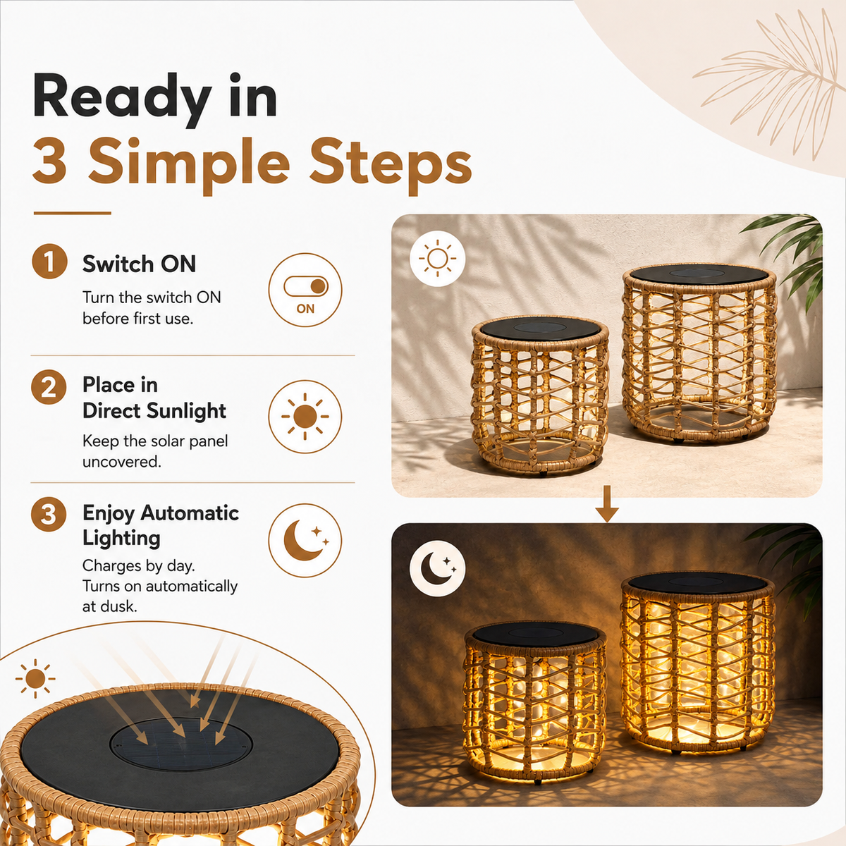 Solar Outdoor Table (Set of 2)