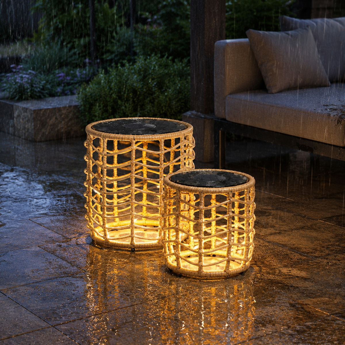 Solar Outdoor Table (Set of 2)