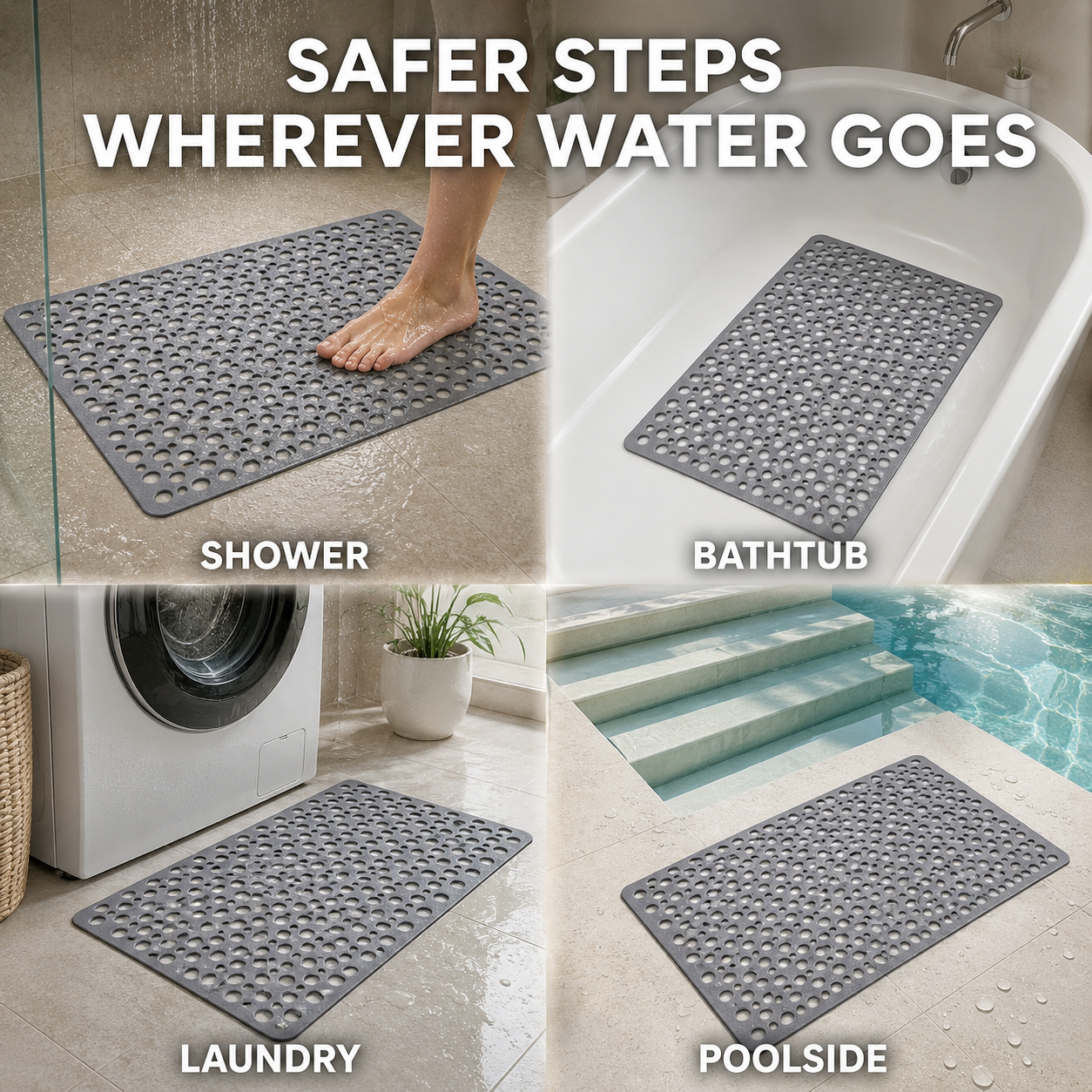 Casa & Beyond | Secure Shower Mat | Non-Slip & Antibacterial