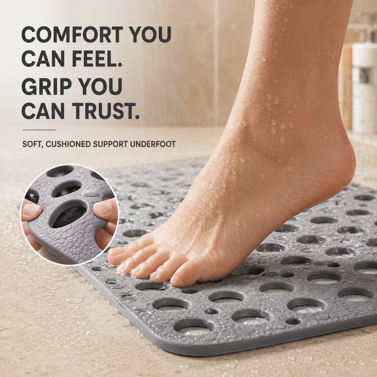 Casa & Beyond | Secure Shower Mat | Non-Slip & Antibacterial
