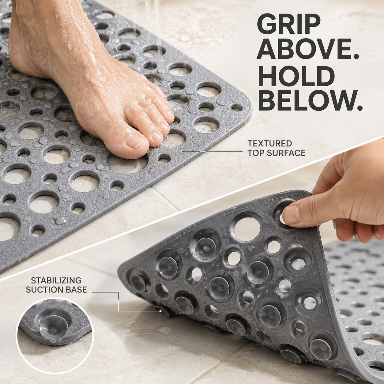 Casa & Beyond | Secure Shower Mat | Non-Slip & Antibacterial