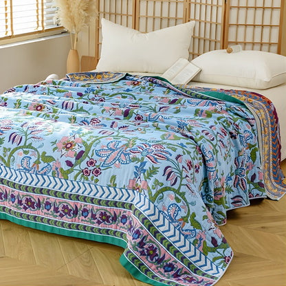 European Floral Reversible Blanket | 100% Cotton Blanket