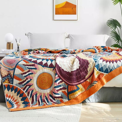 Nordic Sunburst Cotton Blanket