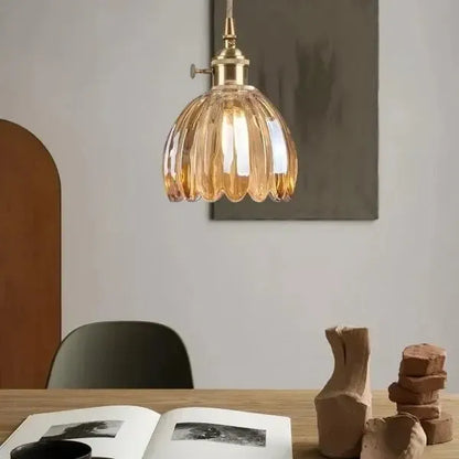 Thessa Elegant Glass Pendant Lamp in Flower Shape