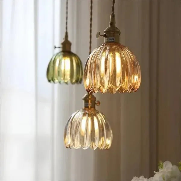 Thessa Elegant Glass Pendant Lamp in Flower Shape