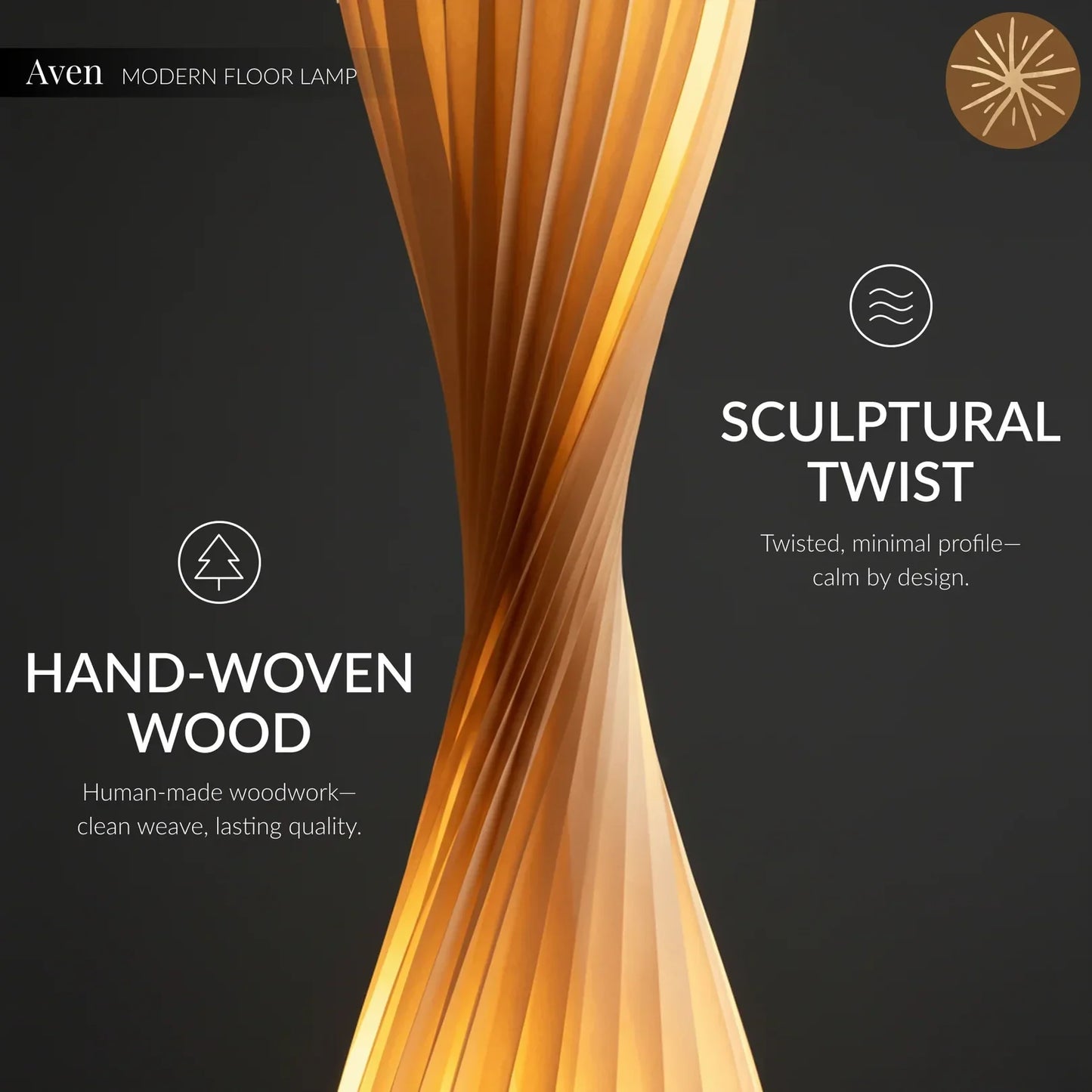 Aven Wabi-Sabi Wooden Floor Lamp