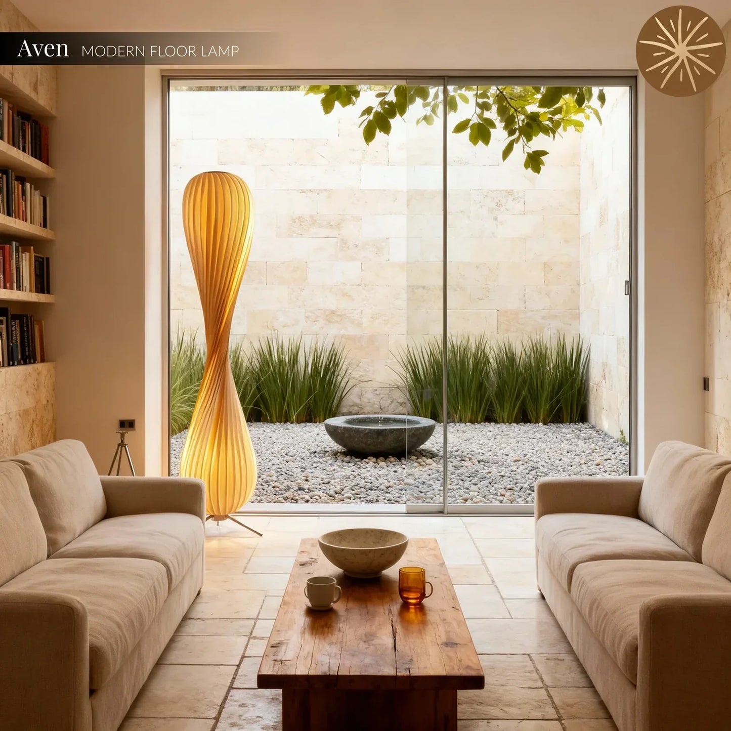 Aven Wabi-Sabi Wooden Floor Lamp