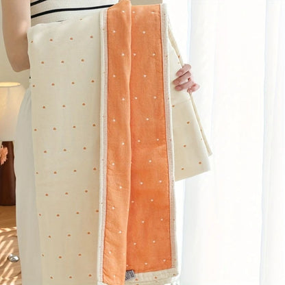Heart Stitched Double-Spliced Cotton Gauze Blanket