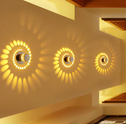 Lythera Cylindrical LED Wall Lamp with Colorful Spiral Lighting
