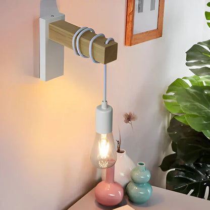 Zenara Rustic LED Wall Lamp Made of Wood