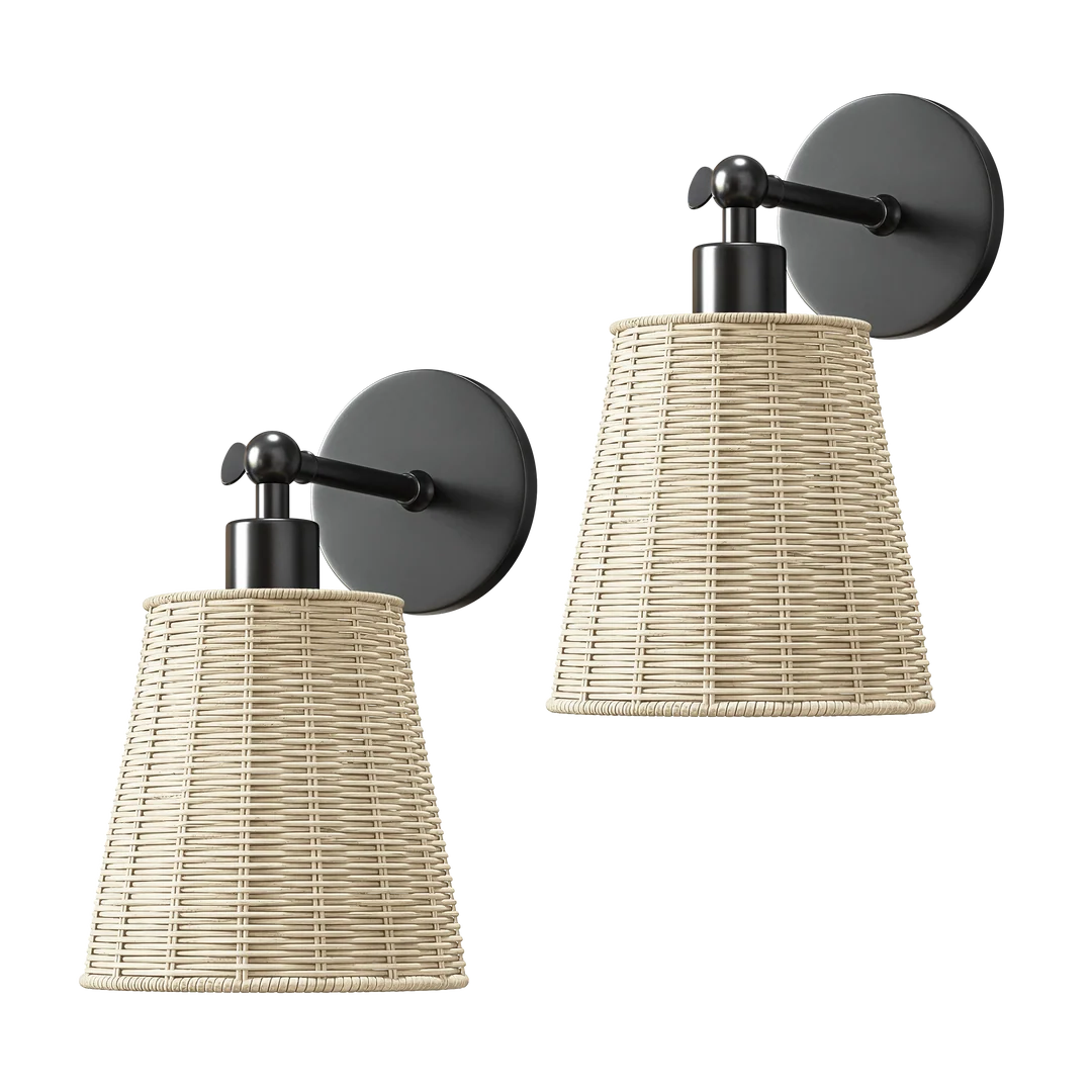 Natural Wireless Wall Sconces (Set of 2)