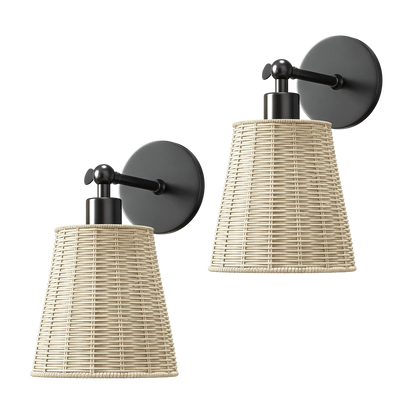 Natural Wireless Wall Sconces (Set of 2)