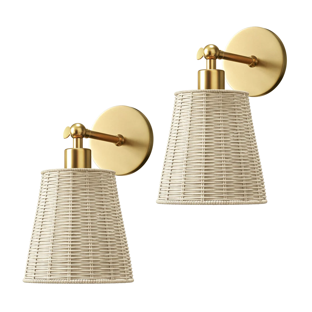 Natural Wireless Wall Sconces (Set of 2)