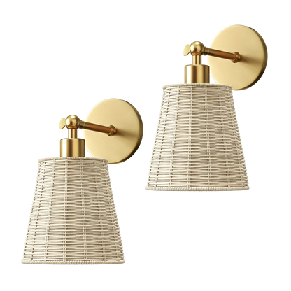 Natural Wireless Wall Sconces (Set of 2)