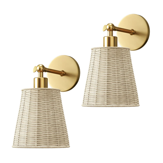 Natural Wireless Wall Sconces (Set of 2)