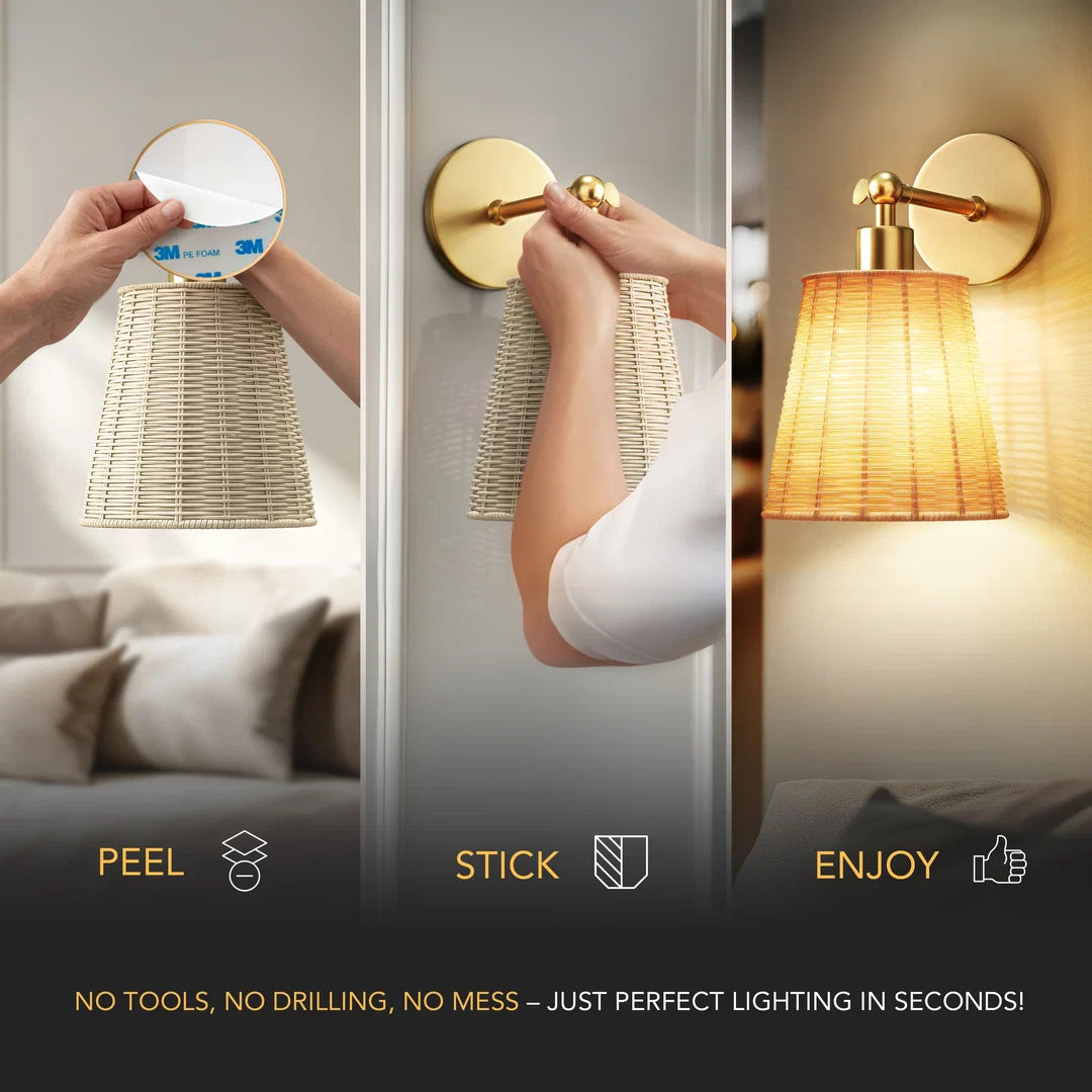 Natural Wireless Wall Sconces (Set of 2)