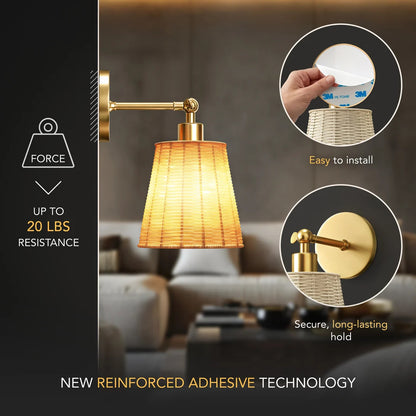 Natural Wireless Wall Sconces (Set of 2)