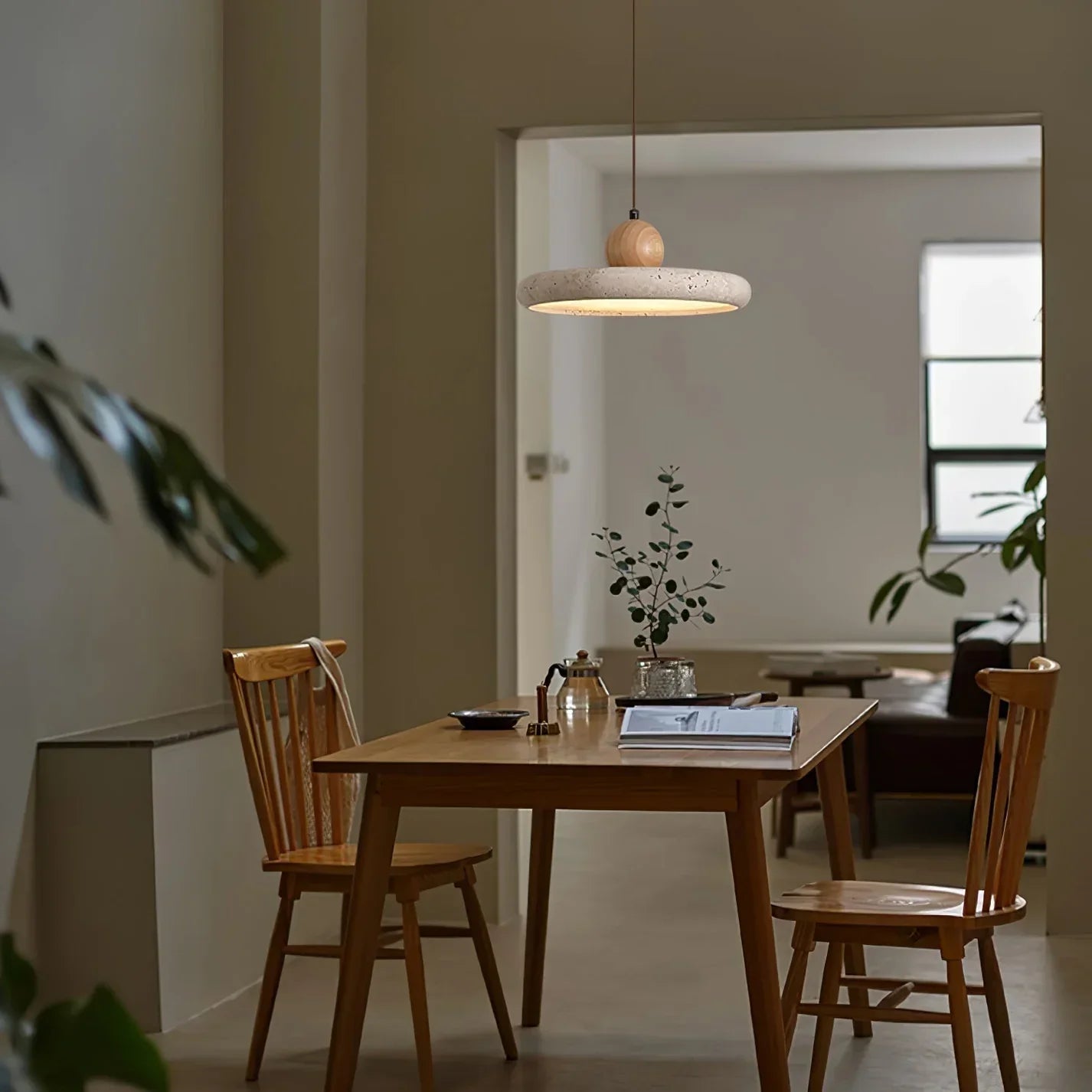 Arcana Travertine Wooden Pendant Lamp