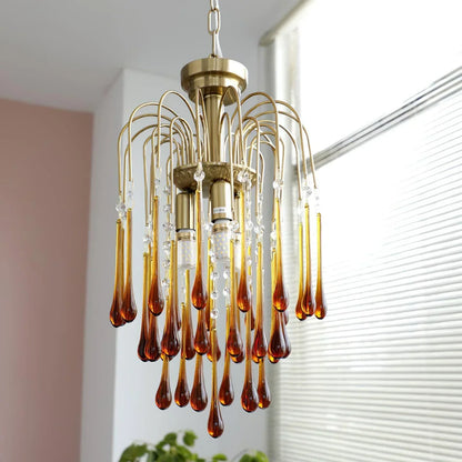 Phoena Crystal Glass Brass Chandelier