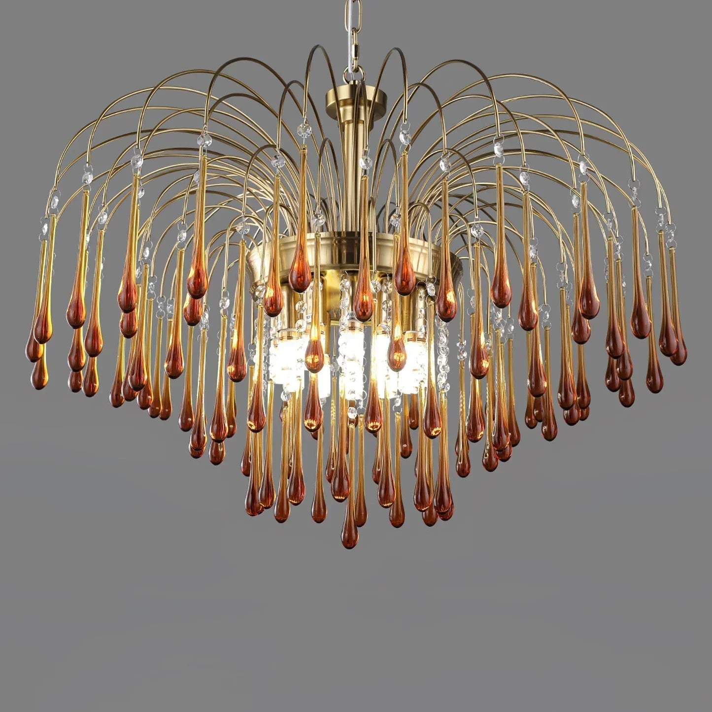 Phoena Crystal Glass Brass Chandelier