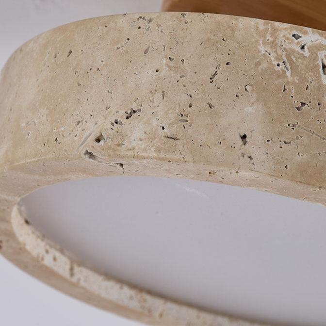 Aterna Round Travertine LED Ceiling Lamp