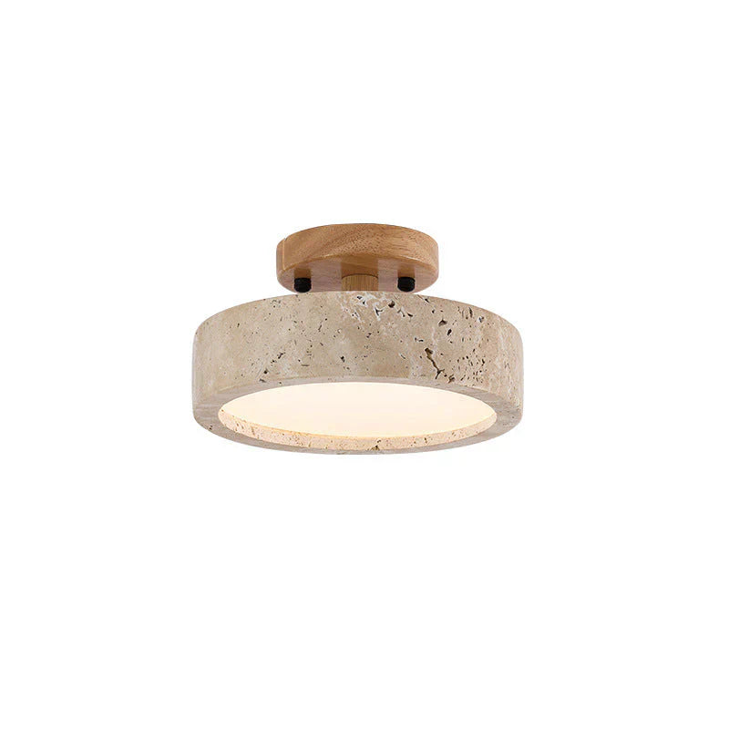Aterna Round Travertine LED Ceiling Lamp