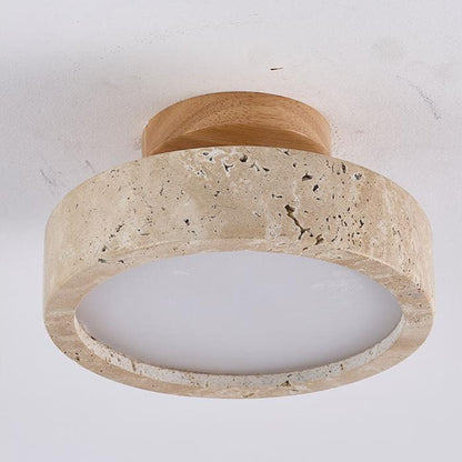 Aterna Round Travertine LED Ceiling Lamp