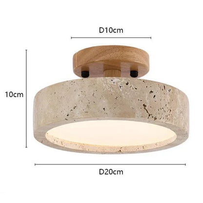 Aterna Round Travertine LED Ceiling Lamp