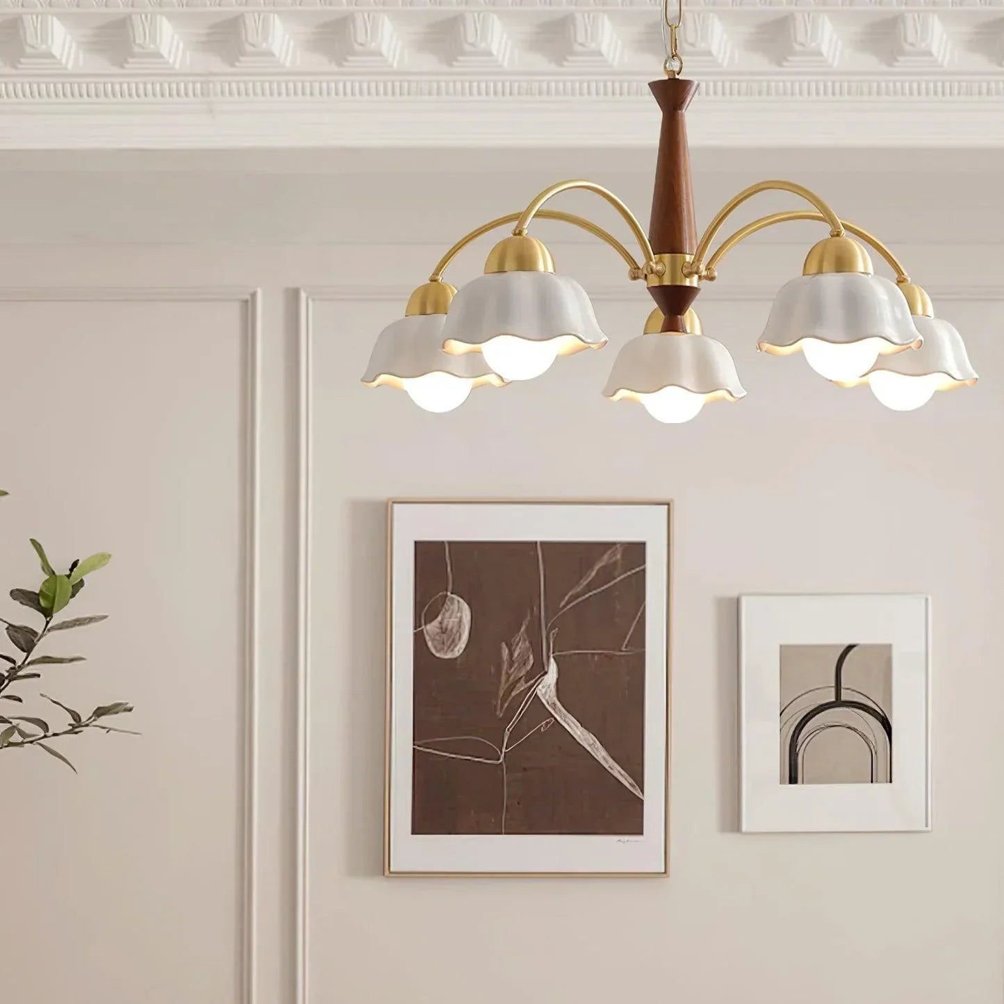 Noctia Mid-Century Copper Ceramic Chandelier