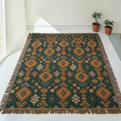 Tribal-Inspired Soft Geometric Fringe Cotton Blanket