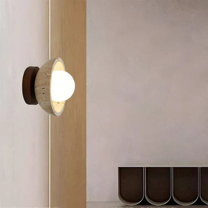 Orielle Boho Travertine Natural Stone LED Wall Lamp
