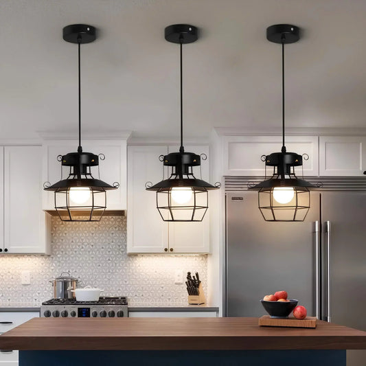 Athenaeum Industrial Metal Cage Pendant Lamp