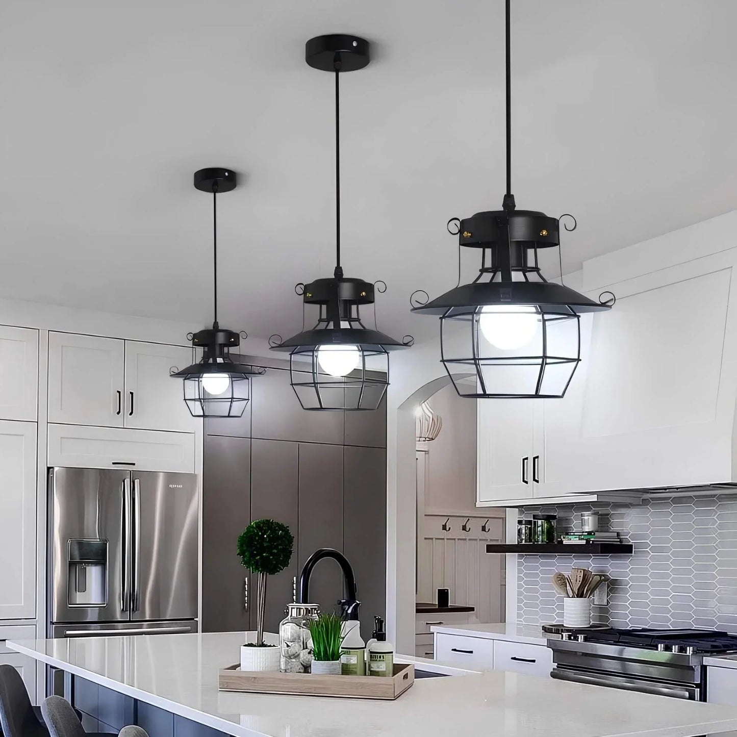 Athenaeum Industrial Metal Cage Pendant Lamp