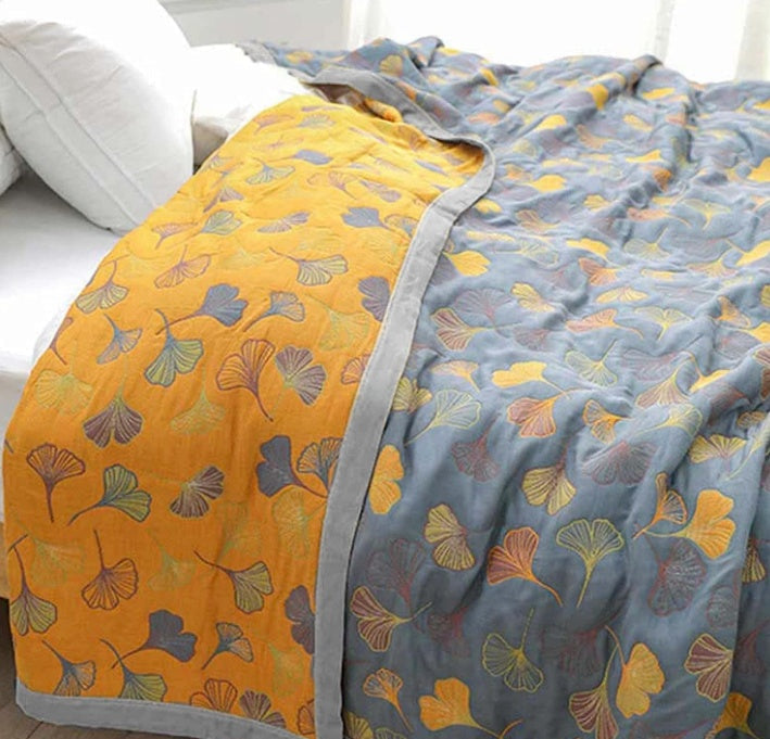 Ginkgo Leaf Cotton Throw Blanket