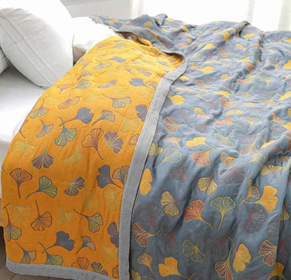 Ginkgo Leaf Cotton Throw Blanket